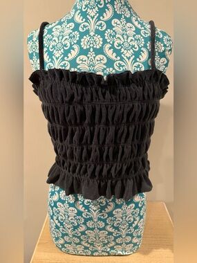 Gray Smocked Spaghetti Strap Crop Top